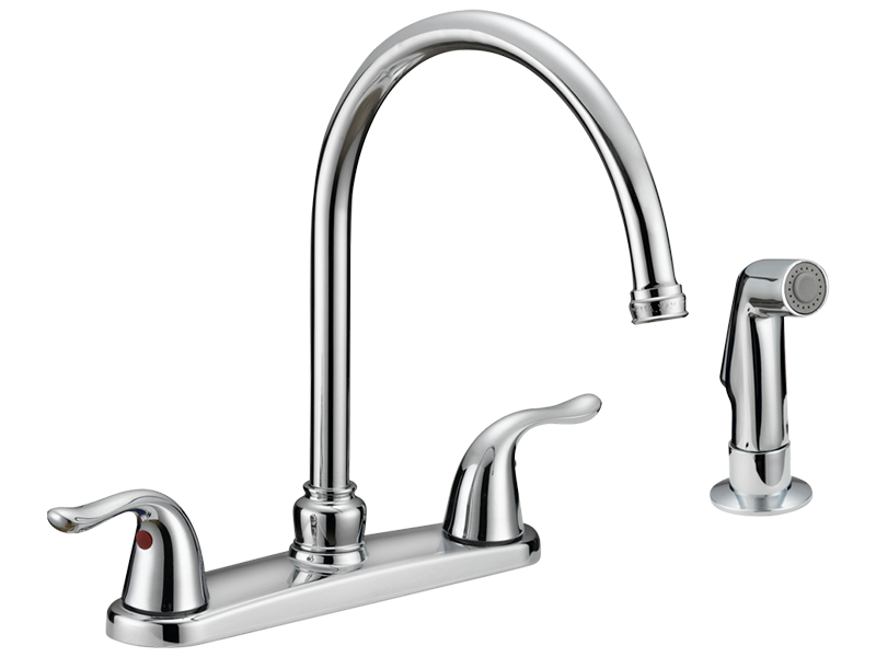 Contemporary Two-Handle High-Rise Kitchen Faucet with Sidespray