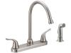 Contemporary Two-Handle High-Rise Kitchen Faucet with Sidespray - SKU: EZ-10202