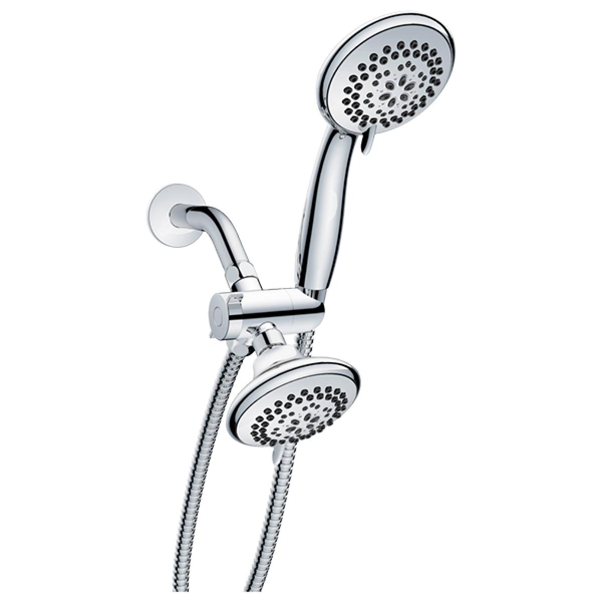 6-Function Handheld Shower Head with Fixed Shower Head Set | EZ-Flo