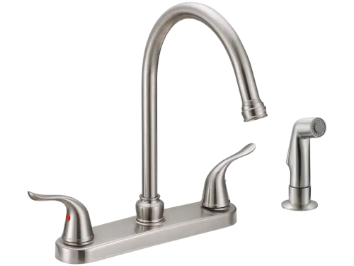 Contemporary Two-Handle High-Rise Kitchen Faucet with Sidespray - SKU: EZ-10202